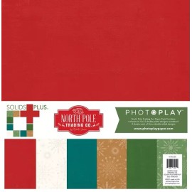 Photo Play Crafts PP 12X12 Paper Pack Christmas North Pole Trading Co Solids Plus Designs
