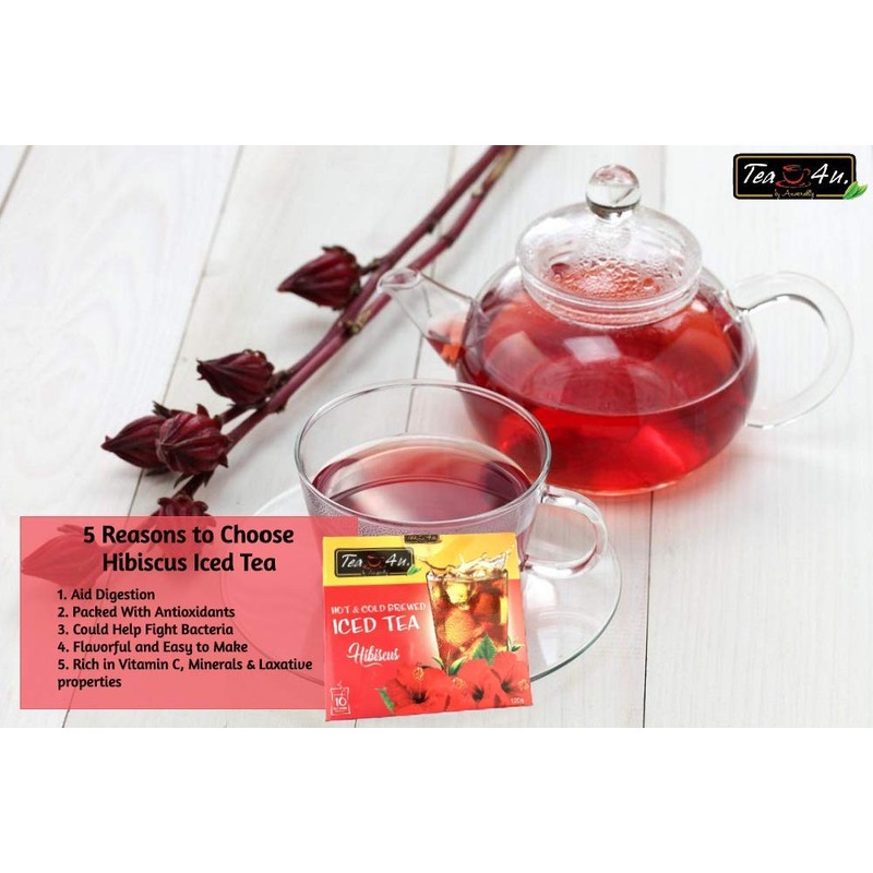 Tea4U Hibiscus Iced Tea Bags - Hot & Cold Brewed