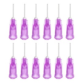 sourcing map Industrial Blunt Tip Dispensing Needle with Luer Lock for Liquid Glue Gun, 24G 1/2", 20 Pcs (Purple)