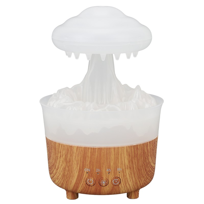 Rain Cloud Humidifier 7 Colors Light Remote Control Wood Grain