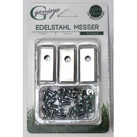 Genisys 30 replacement blade blades compatible with Landroid by Worx (1-hole - HQ - longlife - 0.9 mm) + screws [DIN EN 50636 tested]
