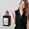 12 Pcs Black Kraft Paper Gift Bags with Transparent Window,