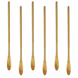 Long Wooden Spoons,AOOSY 6 x Cocktail Spoons,7.96 inches Natural Beech Wood Long Handle Drink Spoon Cocktail Stirrer Sticks Mixing Bar Spoon
