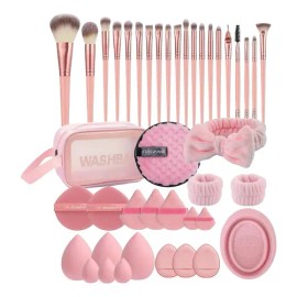 Jrff&gwky Kit De 42 Brochas De Maquillaje Profesional + Herramientas Cosméticas Estuche - Alta Calidad Para Maquilladoras Y Princi