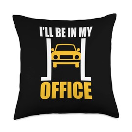 Funny gear head jokes I'll be in my Office Auto Repair Funny Cary Guy Throw Pillow, 18x18, Multicolor