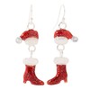 Artisan Owl - Christmas Glitter Stocking Red Enamel Dangle Earrings