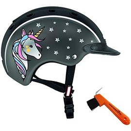 Casco Children's Riding Helmet Nori Unicorn Black/Grey XS (50-52 cm) + Hoof Pick Reiterladen24
