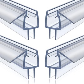 4 Pack Frameless Shower Door Bottom Seal, 1/4 x 39 Clear PVC Shower Seal Strip for 1/4 Inch Glass Shower Door Stop Shower Leaks