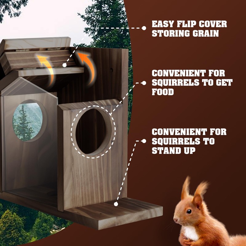 Gnodary Squirrel Feeders for Outside, Durable Squirrel House for Outdoor