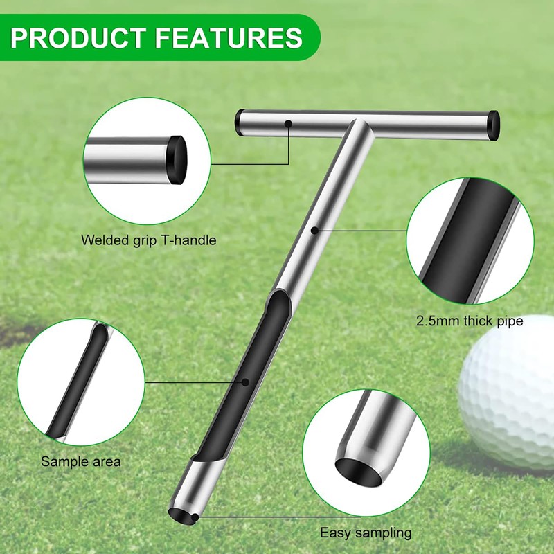12 Inch Stainless Steel Soil Probe Rod with T Handle,