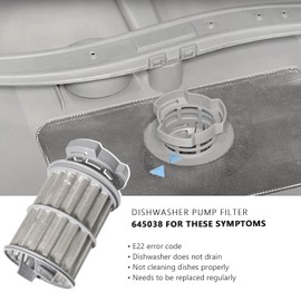 645038 Dishwasher Appliance Filter Micro Circulation Pump 00645038 Dishwasher Filter Basket Compatible with Bosch Thermador Kitchen Accessories Replacement