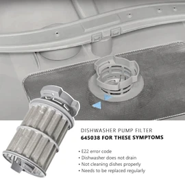 645038 Dishwasher Appliance Filter Micro Circulation Pump 00645038 Dishwasher Filter Basket Compatible with Bosch Thermador Kitchen Accessories Replacement