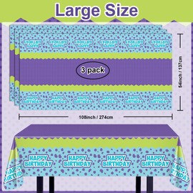 Avezano 3 pcs Monster Tablecloths 108 x 54 Inch Monster Birthday Party Decorations Plastic Table Covers for Kids Cartoon Birthday Party Supplies