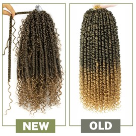 Qingchuang 8 Pack Passion Twist Crochet Hair 18 inch Pretwisted Passion Twist Hair with Curly ends, Pre-looped Braided Crochet Bohemia Short Passion Twist Braided Hair for Women and Girls