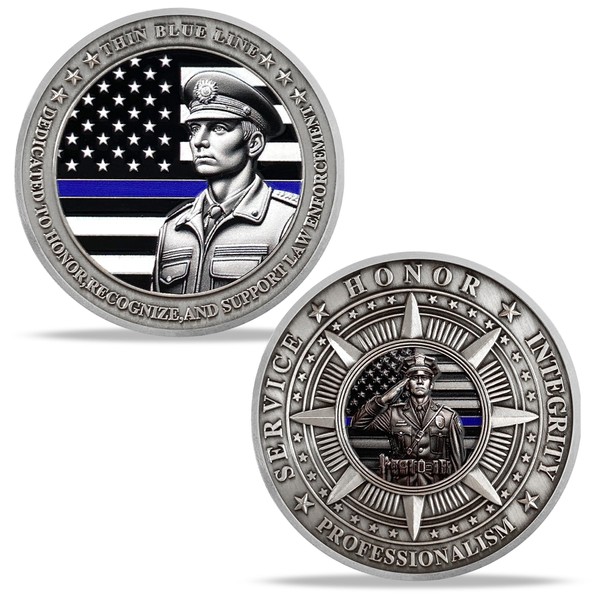 U.S. Police Challenge Coin Law Enforcement Coin Thin Blue Line