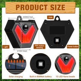 Qualirey 4 Pcs Upgraded Solar Nocturnal Animal Repeller Flickering Flame Outdoor Animal Repellent Motion Activated Coyote Deterrent Light for Skunk Deer Chicken Coop Farm Garden Yard(Red Light)