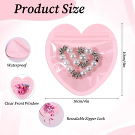 Aeaocvo 100PCS Holographic Bags, Resealable Bag for Small Business, Pink Packaging Mylar Bags for Small Business Candy Jewelry Bracelet Sample