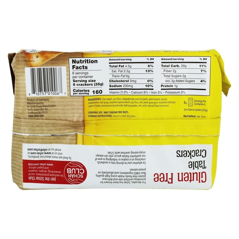 Schar Table Crackers Gluten Free - 7.4 oz