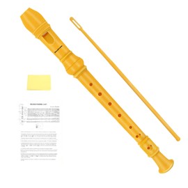 Soulmate Recorder Instrument for Kids Toddler Beginners Students German Style C Key Soprano Recorder Instrument 8 Holes 3 Piece ABS Descant Recorders with Cleaning Kit, Packing Bag (Yellow)