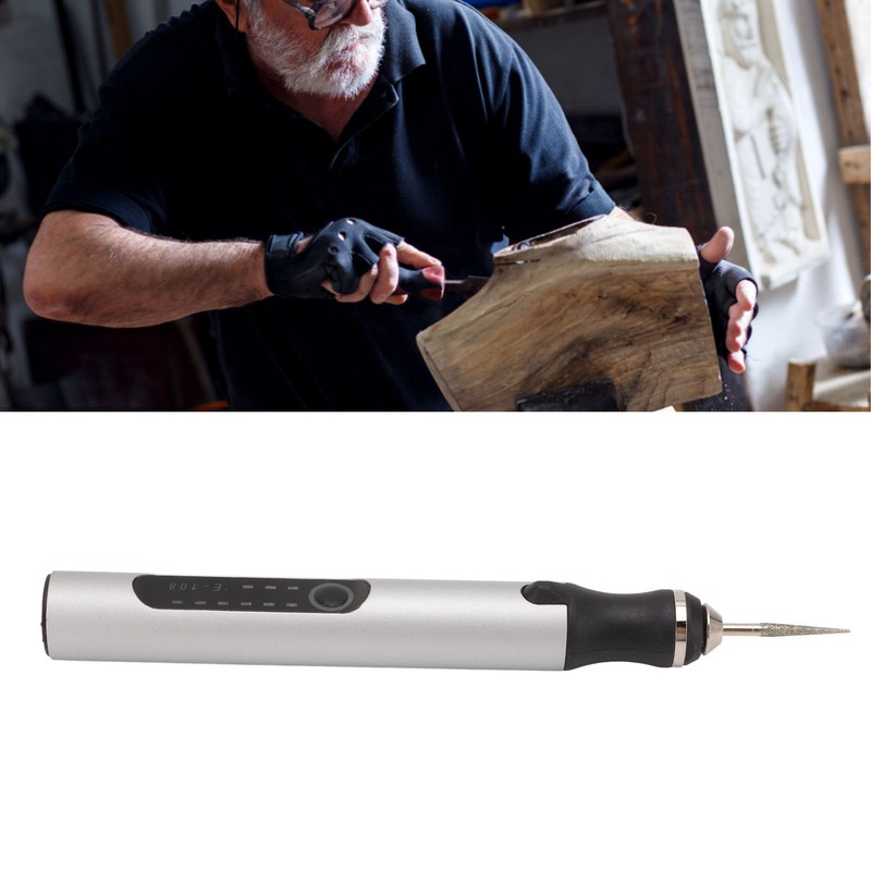 Electric Engraving Pen Aluminum Alloy Silver Mini Micro Engraver with