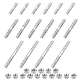 Rrina Metric 16Pcs 304 Stainless Steel Double End Threaded Stud Screw Bolt M8x30/50/70 with Nut
