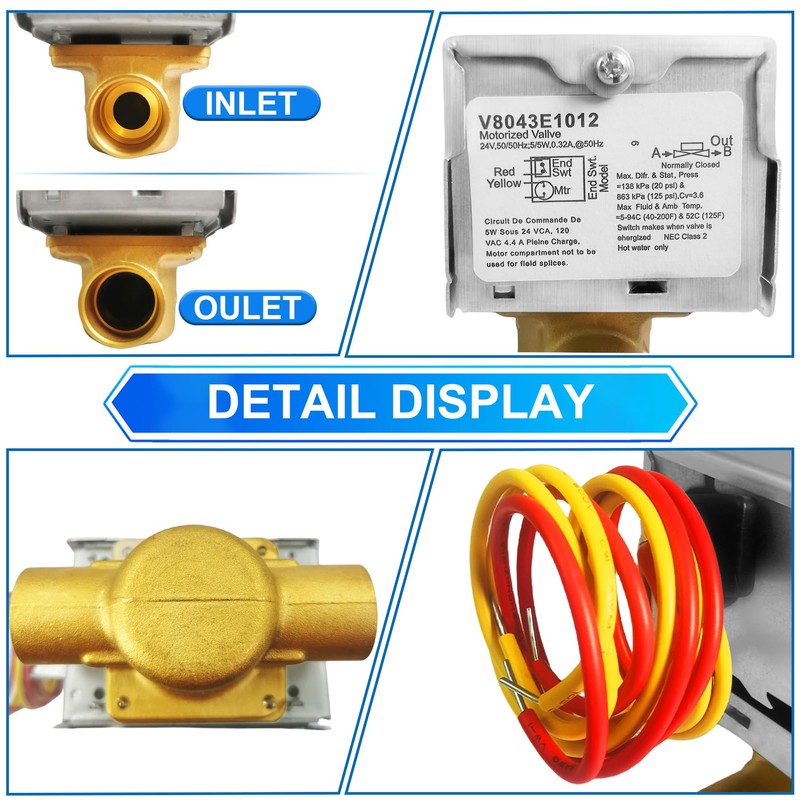 For Honeywell V8043e1012 Zone Valve, 3/4" Sweat Zone Valve replacement