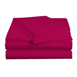 Beautiful Lenin 800 Thread Count 6- Piece-Sheet- Set upto 22 inches Deep Pocket Egyptian Cotton Striped Pattern Colors (Olympic Queen, Magenta)