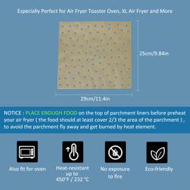 Air Fryer Oven Liners, 11.5 x 10 inches Non-Stick Parchment Paper Liners for Toaster, Ovens, Dehydrators, XL Air Fryer-100 Pcs (Brown)