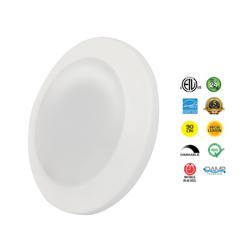 Westgate Lighting 15W 6 Inch Dimmable Disk LED Light Recessed