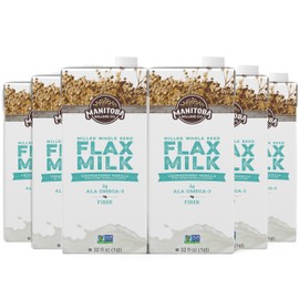Manitoba Milling Company Vanilla Flax Milk| Unsweetened | 3000mg ALA OMEGA-3 | 2 Tbsp Flaxseed per Serving | 4g Protein & 3g Fiber | Non-GMO, Plant-Based, Non-Dairy| Shelf-Stable, 32 oz (Pack of 6)