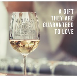 Vintage 1953 Etched 16oz Stemmed Wine Glass - 72nd Birthday Gifts for Women - Cheers to 72 years old - 72nd decorations for her - Best Engraved Wine Gift ideas Friend Mom - Sister 2.0