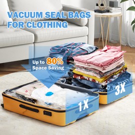 Letsteel Vacuum Storage Bags with USB Electric Pump, 12 Pack Vacuum Seal Bags for Clothing Travel(4 Large/4 Medium/4 Small), Portable Space Saver Bag for Travel Luggage, Blankets