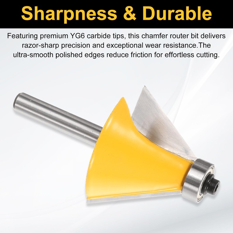 sourcing map 3pcs Chamfer Router Bit Set 1/2" Shank 15,