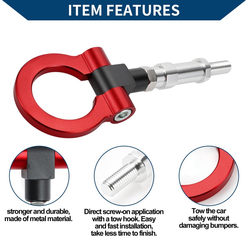 Hihaha Tow Hook/Car Front Bumper Towing Hook/Durable Metal Rotary Tow