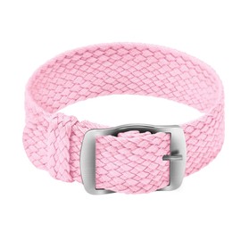 ULLCHRO Unisex Perlon Nylon Bracelet with Stainless Steel Silver Buckle, pink