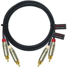 15 Foot RCA Cable Pair - Gotham GAC-4/1 (Black) Star-Quad Audio Interconnect Cable with Amphenol ACPR Die-Cast, Gold Plated RCA Connectors - Directional