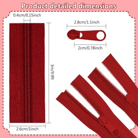 PRITOK Nylon Zip Repair Set: 45 m Continuous Zip with 60 Zippers, 15 Colours Zippers Repair Kit Replacement Zippers for DIY Sewing Bag Clothing Bedding