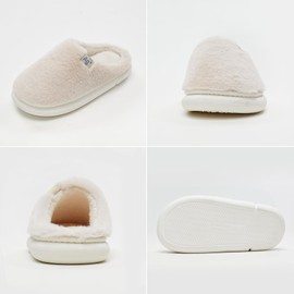 utune Winter Warm Slippers, Fluffy Boa Fur Slippers, Indoor Warm, Room Shoes, Lightweight, Anti-Slip, Thick Sole, Men's, Women's, Cute, Fashionable, white