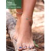 Delicate Silver Anklet with May Birthstone - Sterling Silver Anklet
