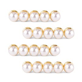 20pcs Veil Weights, Strong Hijab Magnets Pearl Pins Magnetic Hijab Pins for Clothes Scarves Niqab Pearl Veil Beautiful Wedding Double Sided Hijab Magnets for Women Girls (Gold)