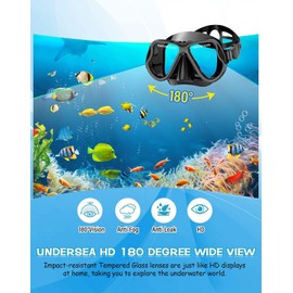 Greatever Dry Snorkel Set,Panoramic Wide View,Anti-Fog Scuba Diving Mask,Professional Snorkeling Gear for Adults