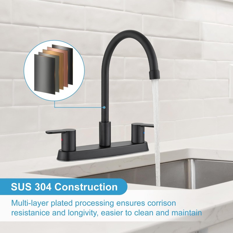 Cinwiny 8 Inch Centerset Kitchen Faucet for Sink 3 Hole