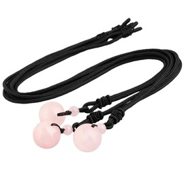 mookaitedecor Pink Rose Quartz Crystal Necklace Round Stone Bead Necklace for Women Men, Set of 2 Healing Crystal Bead Necklace Pink Bead Necklace Jewellery Gift Semi Precious Stone Pendant Necklace