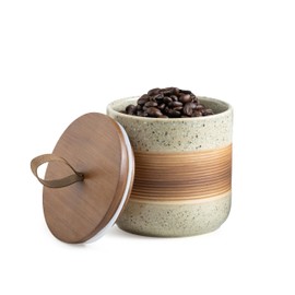 Miamolo Ceramic Jar with Lid Airtight, Coffee Container Kitchen Food Storage Jars for Spice Sugar Tea Bag, Stackable Decorative Jars for Countertop, 18oz