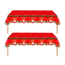 ZSYIULIA 2Pcs Party Tablecloth Decorations for Xmas Party, Disposable Party Table Cloth,Dining Tablecover for Winter Holiday Christmas Picnic Party Decor (Xmas1)
