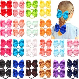 40 lazos elásticos para el cabello de 4.5 pulgadas, cinta de grogrén, lazo grande para la cola de caballo, bandas de goma para niñas, niños y adolescentes en pares