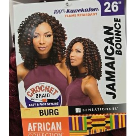SENSATIONNEL Jamaican Bounce Ceochet Hair 26" Burgundy. Sensationnel