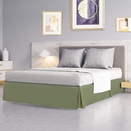 PiccoCasa King Size Pleated Bed Skirt, Bed Frame and Box Spring Cover - 16 Inch Tailored Drop Dust Ruffle Bedskirt, Wrinkle Free and Fade Resistance, Easy to Stall - Olive Green