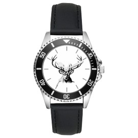 KIESENBERG Men's Watch Deer Hunter Fan Watch Gift Analogue Quartz Leather Strap Watch L-21191, silver, Strap.