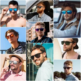 STORYCOAST Polarized Sunglasses for Men Women Classic Square Sports Fishing Running Golf Sun Glasses UV Protection 3Pack-Blue+Red+Green